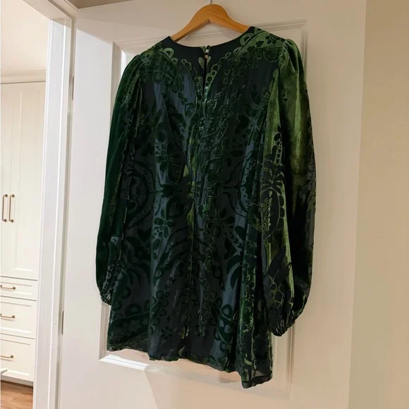 Farm Rio x Anthropologie Long-Sleeve Burnout Velvet Mini Dress, NWOT, size S - Picture 5 of 5